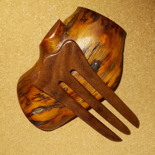 Walnut 3 prong hair fork by Jeter and sold in the UK by Longhaired Jewels